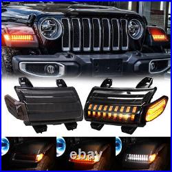 For Jeep Wrangler JL Sahara 18-23 LED DRL Turn Signal Fender Side Marker Lights