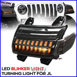 For Jeep Wrangler JL Sahara 2018-23 LED Fender Sequential Turn Signal Lights DRL