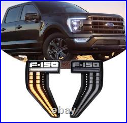 Ford F150 2021-22 Led Front Fender Side Marker Lights WithSequential Turn Signal