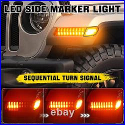 Front LED Fender Turn Signal Lights For Jeep Wrangler JL JLU Rubicon 2018-2023