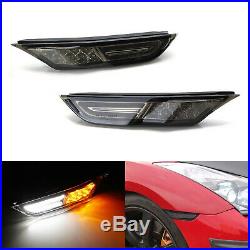 Inner Dark Smoked Lens White/Amber LED Side Marker Lights For 07-18 Nissan GTR