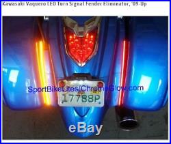 Kawasaki Vaquero LED Turn Signal Fender Eliminator,'09-Up CHROME GLOW
