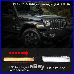 LED DRL Fender Daytime Running Turn Signal Lights Set for 18-20 Jeep Wrangler JL