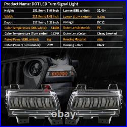 LED DRL Fender Light Turn Signal Lights For Jeep Wrangler JL JLU Sport 18 19 20
