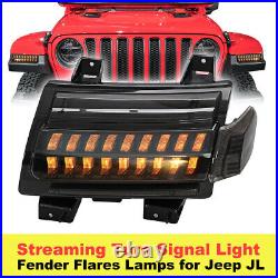 LED Fender Light Sequential DRL Turn Signal For Jeep Wrangler JL Gladiator 2018+