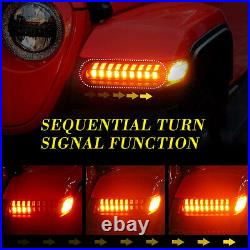 LED Fender Sequential Turn Signal DRL For Jeep Wrangler JL & For Sahara 2018+