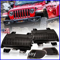 LED Sequential Turn Signal Light with DRL Fender For Jeep Wrangler 18-23 Gladiator