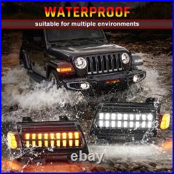 LED Sequential Turn Signal Light with DRL Fender For Jeep Wrangler 18-23 Gladiator