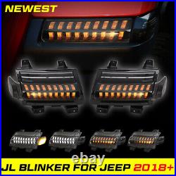 LED Smoke Sequential Fender Lights Signal DRL For Jeep Wrangler JL Rubicon 18-24