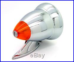 NEW Talbot-Style Chrome Bullet Side Mirror withLED Turn Signal / Fender Door Mount