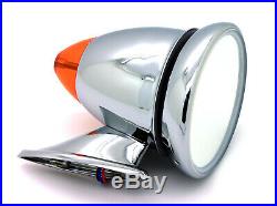 NEW Talbot-Style Chrome Bullet Side Mirrors withLED Turn Signal Fender Door Mount