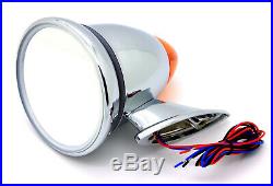 NEW Talbot-Style Chrome Bullet Side Mirrors withLED Turn Signal Fender Door Mount