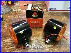 NOS VinTagE pair SIGNAL STAT 8 Turn Signal Red Amber Light TRUCK Fender IH Chevy