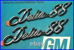 Nos 77 85 Olds Delta 88 Fender Script Emblem Set 86 88 1/4 Panel Gm Trim