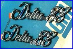 Nos 77 85 Olds Delta 88 Fender Script Emblem Set 86 88 1/4 Panel Gm Trim