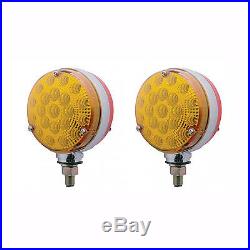 (Pair) 42 LED Red Amber Side Marker Turn Signals Semi Truck Fender Lights