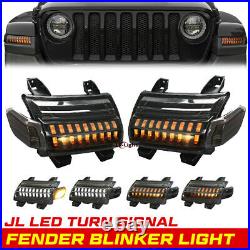Pair LED Fender Double Turn Signal Lights for Jeep Wrangler JL Rubicon 2018-2021