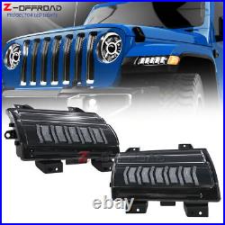 Pair LED Fender Lights Sequential Turn Signal For Jeep Wrangler JL 2018-2023