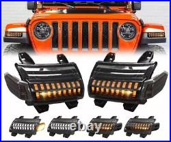 Pair LED Jeep Wrangler JL JLU Sequential Fender Lights Turn Signal for 2018-2023