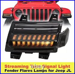 Pair LED Jeep Wrangler JL JLU Sequential Fender Lights Turn Signal for 2018-2023