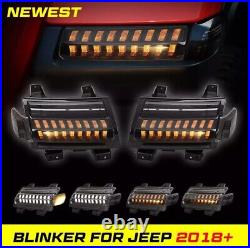 Pair LED Jeep Wrangler JL JLU Sequential Fender Lights Turn Signal for 2018-2023