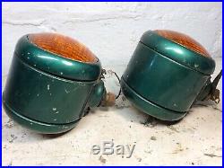 Pair Of Antique GUIDE D-68 Glass Lens Turn Signal Fender Light Accessory Early