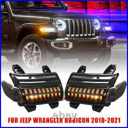 Pair Smoke Front LED Fender Turn Signal Lights DRL for Jeep JL Rubicon 2018-2021