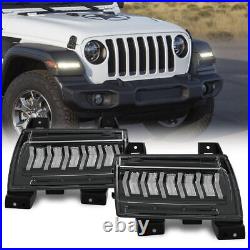Pair Smoked LED Sequential Turn Signal Lights For Jeep Wrangler JL 2018-2023