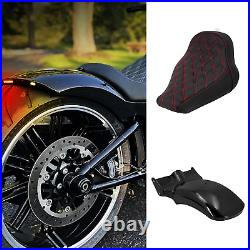 Rear Short Fender with Turn Signal LED Light + Red Line Solo Driver Rider Seat