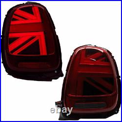 Red Union Jack LED Taillights For 14-19 F56 Mini Cooper Base & S