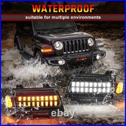 Sequential Amber LED Turn Signal Lights with Fender Lamp DRL for Jeep JL Gladiator