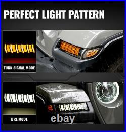 Sequential LED Fender Lights Kits Turn Signal DRL for Jeep Wrangler JL 18-22