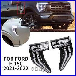 Side Vent Fender LED Driving Lights/ Turn Signal Lights Fit Ford F-150 2021-2022