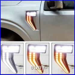 Side Vent Fender LED Driving Lights/ Turn Signal Lights Fit Ford F-150 2021-2022