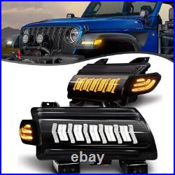 Smoked Fender LED Sequential Turn Signal Lights for Jeep Wrangler JL JLU 2018-22