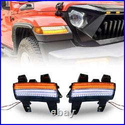 Smoked Fender Lights withSequential Turn Signal Lamp For 19-21 Jeep Wrangler JL JT