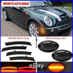 Smoked Front Rear LED Side Marker Turn Signal Lights For MINI Cooper R50 R53 R52