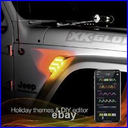 XK Glow RGB + Amber Fender Vent Light Turn Signal Running Light App Jeep JL & JT